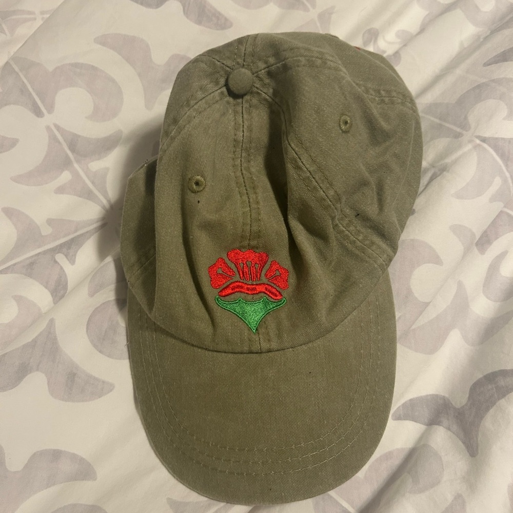 Something Natural (Nantucket) Olive Green Cap with Red Flower